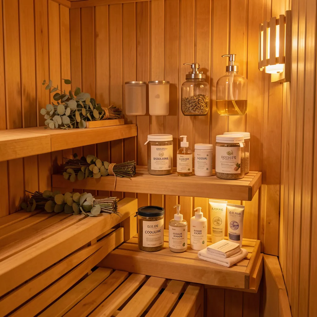 Traditional wooden sauna bucket with ladle
